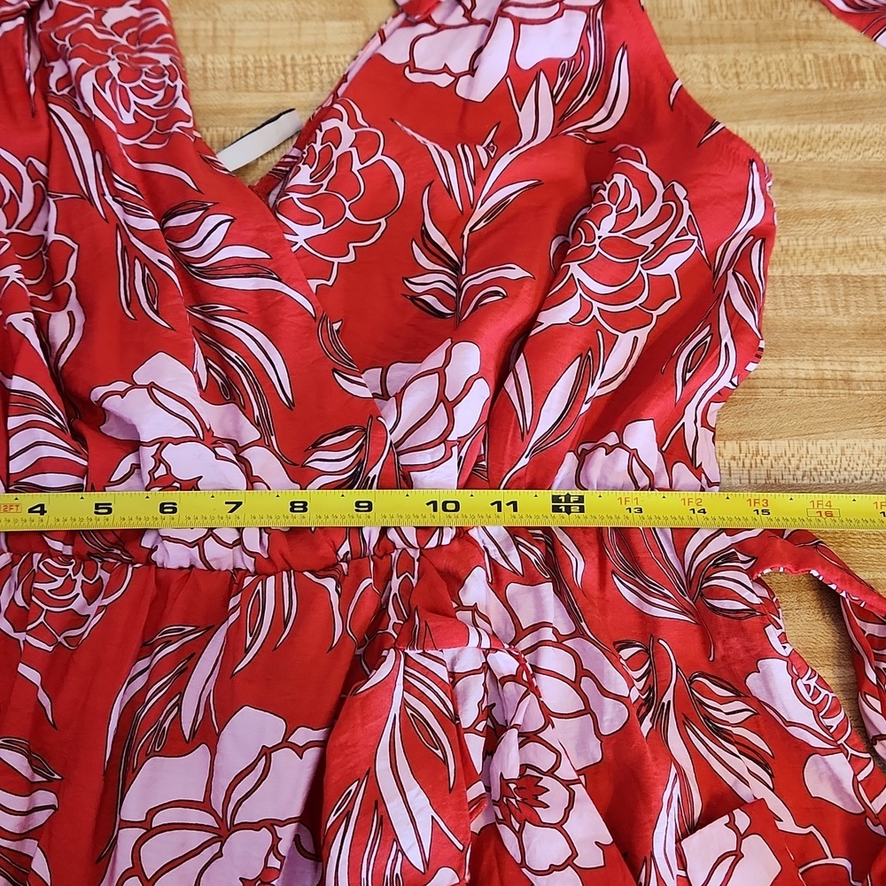 Calliope Floral Print Ruffled Wrap Mini Dress, size L - Picture 10 of 12